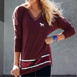 XS VS PINK vneck bling campus tee